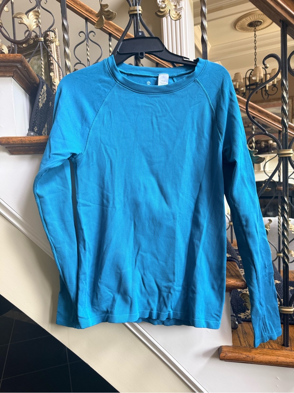 T by Talbots Ribbed Teal long sleeve Top. Size M . EUC